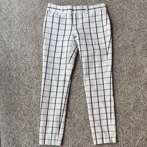 Banana Republic White and Black Checkered Ankle Pants